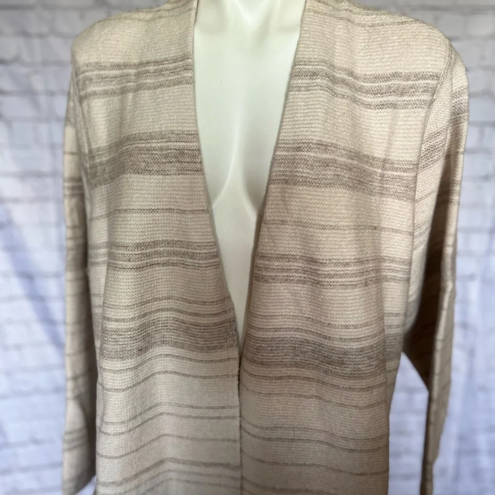 Pure Jill Textured-Stripes Fringed-Hem Cardi